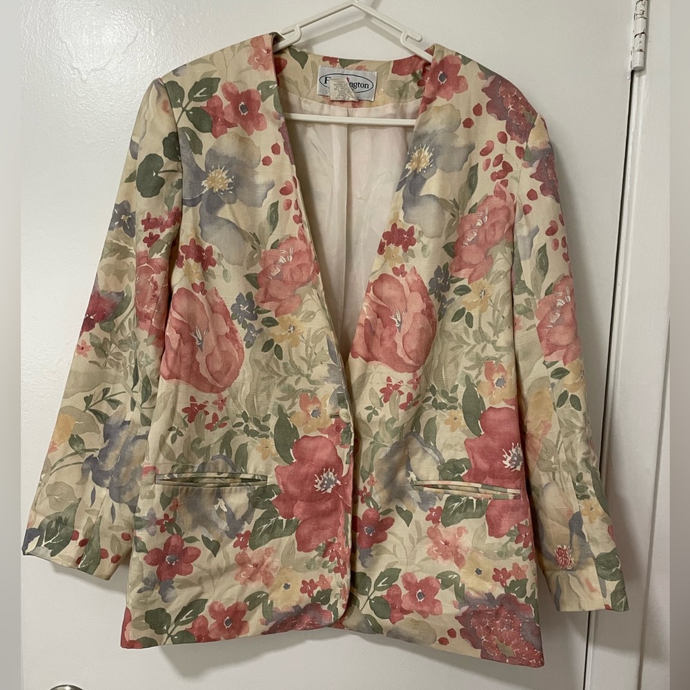 Patchington Watercolor Fully Lined Button-Front Work Event Church Blazer Sz 12